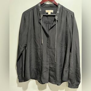 Michael Kors Black Button Up Blouse Size 12 (Large) MK